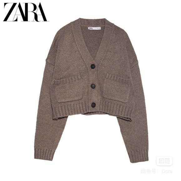 BLOGGER FAV ZARA Women Pockets Chunky Sweater Cardigan 6873/007, Tan, Size L - Picture 1 of 8